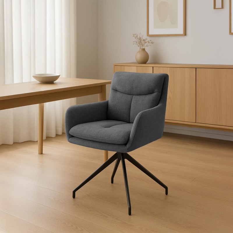 Silla de comedor Somers en tela gris oscuro