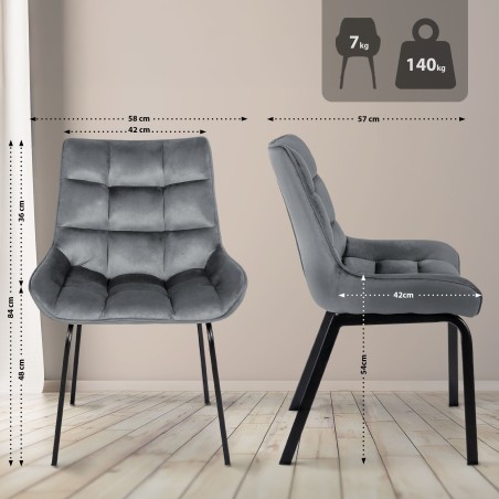 Silla Saranda de terciopelo gris oscuro