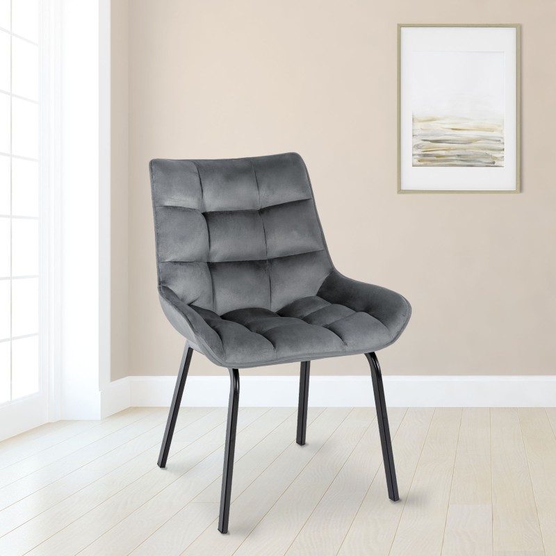 Silla Saranda de terciopelo gris oscuro