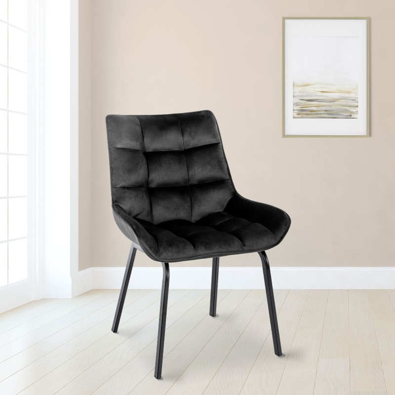 Silla Saranda en terciopelo negro