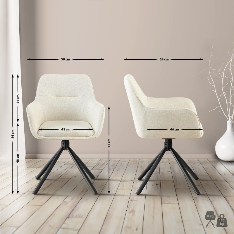 Silla Tipton en tela color crema