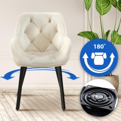 Juego de 2 sillas de comedor Antigo de terciopelo crema