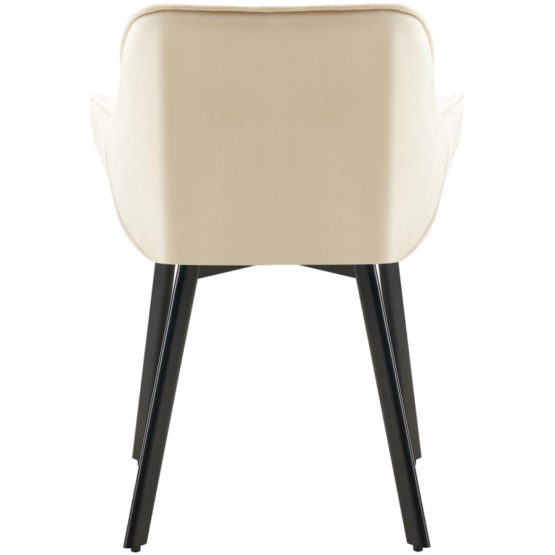 Juego de 2 sillas de comedor Antigo de terciopelo crema