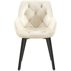 Juego de 2 sillas de comedor Antigo de terciopelo crema