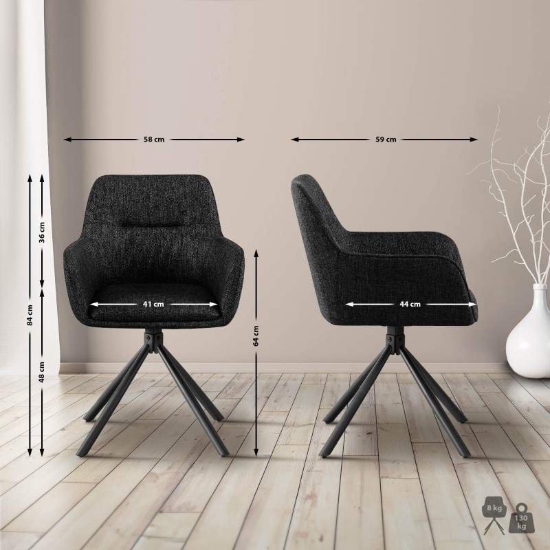 Silla Tipton en tela negra