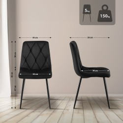 Silla de comedor Clairton de terciopelo negro