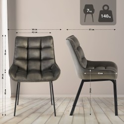 Silla Saranda en terciopelo antracita