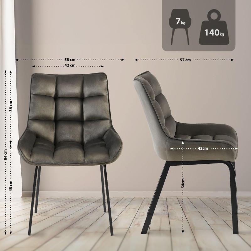 Silla Saranda en terciopelo antracita