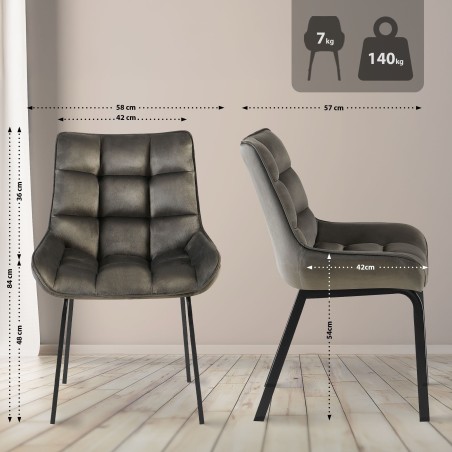 Silla Saranda en terciopelo antracita