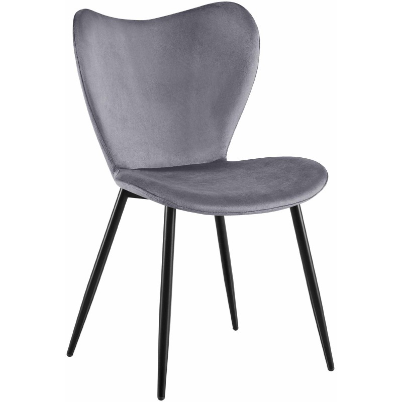 Silla de comedor Maika en terciopelo gris oscuro