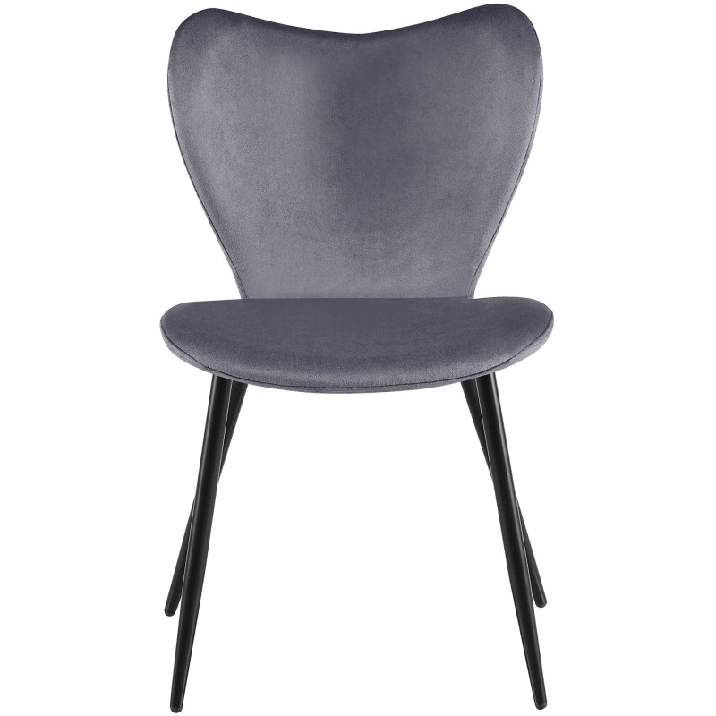 Silla de comedor Maika en terciopelo gris oscuro