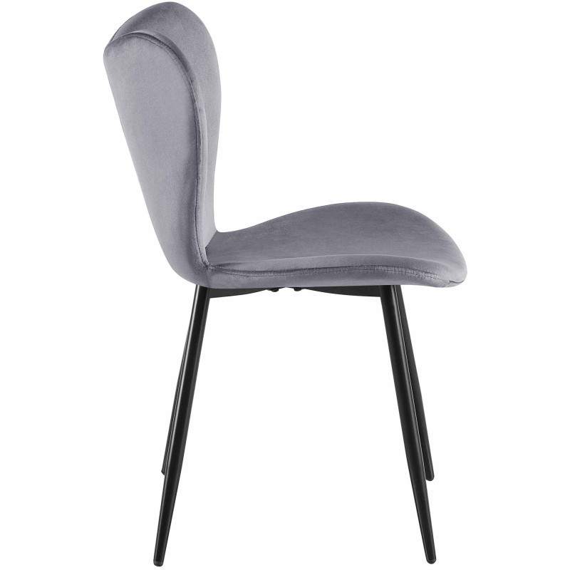 Silla de comedor Maika en terciopelo gris oscuro