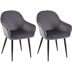 Juego de 2 sillas de comedor Boise en terciopelo gris oscuro