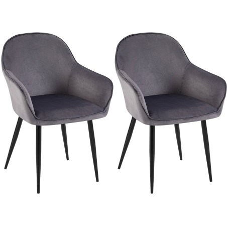 Juego de 2 sillas de comedor Boise en terciopelo gris oscuro