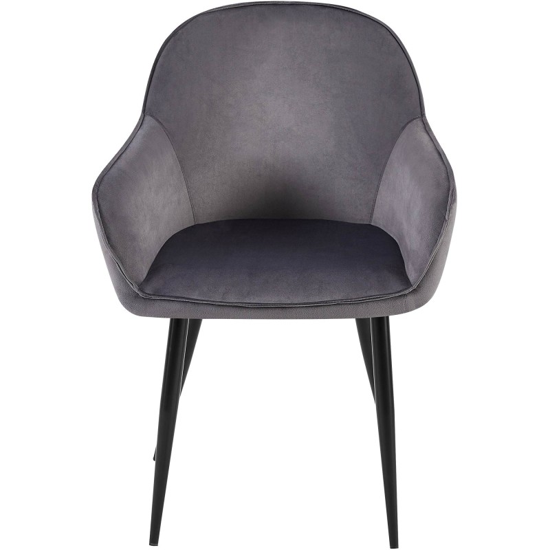 Juego de 2 sillas de comedor Boise en terciopelo gris oscuro