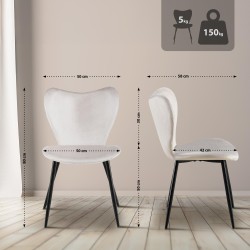 Silla de comedor Maika en terciopelo gris