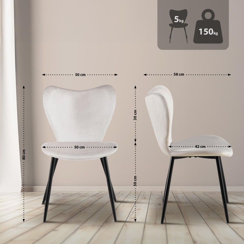 Silla de comedor Maika en terciopelo gris Silla de comedor Maika en terciopelo gris