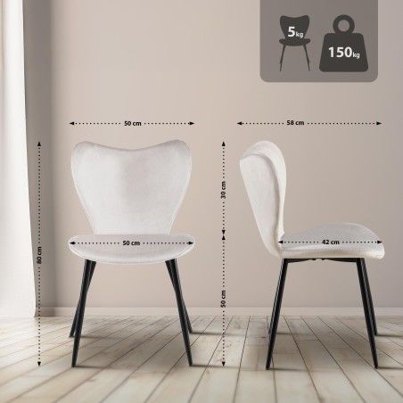 Silla de comedor Maika en terciopelo gris