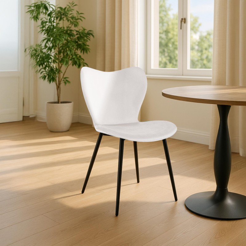 Silla de comedor Maika en terciopelo gris