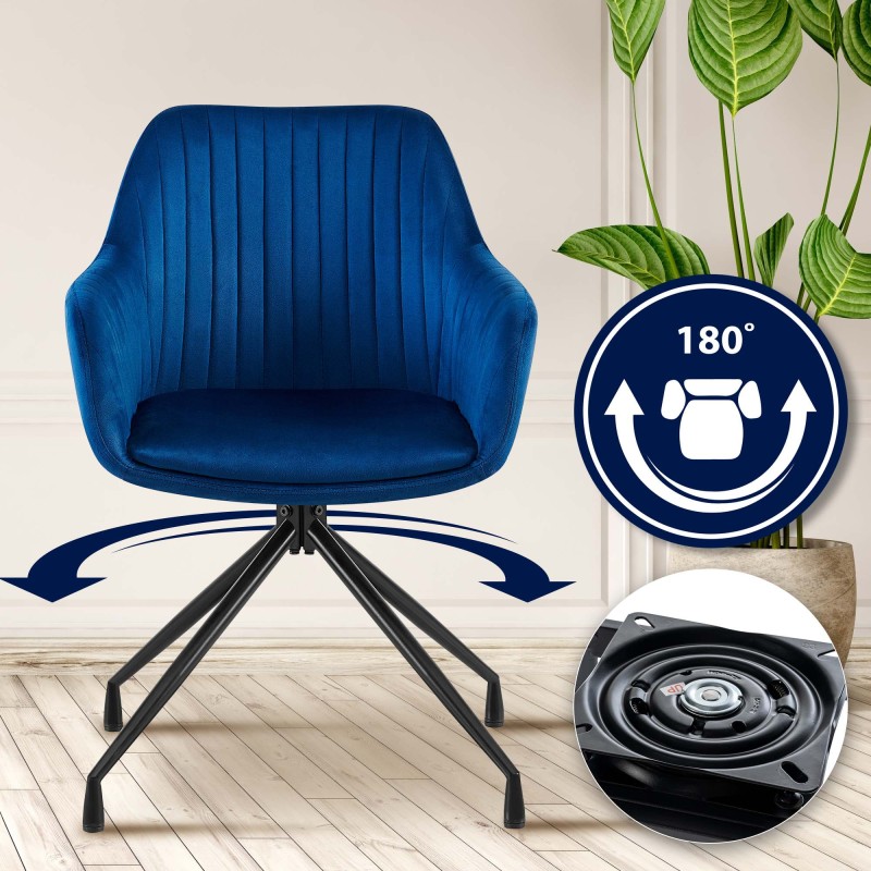 Silla de comedor Welby en terciopelo azul oscuro