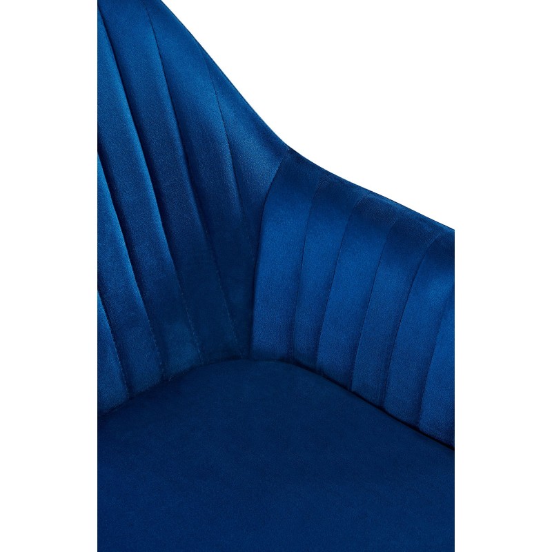 Silla de comedor Welby en terciopelo azul oscuro