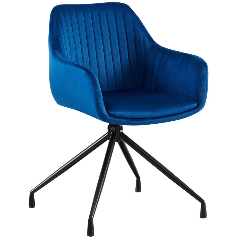 Silla de comedor Welby en terciopelo azul oscuro