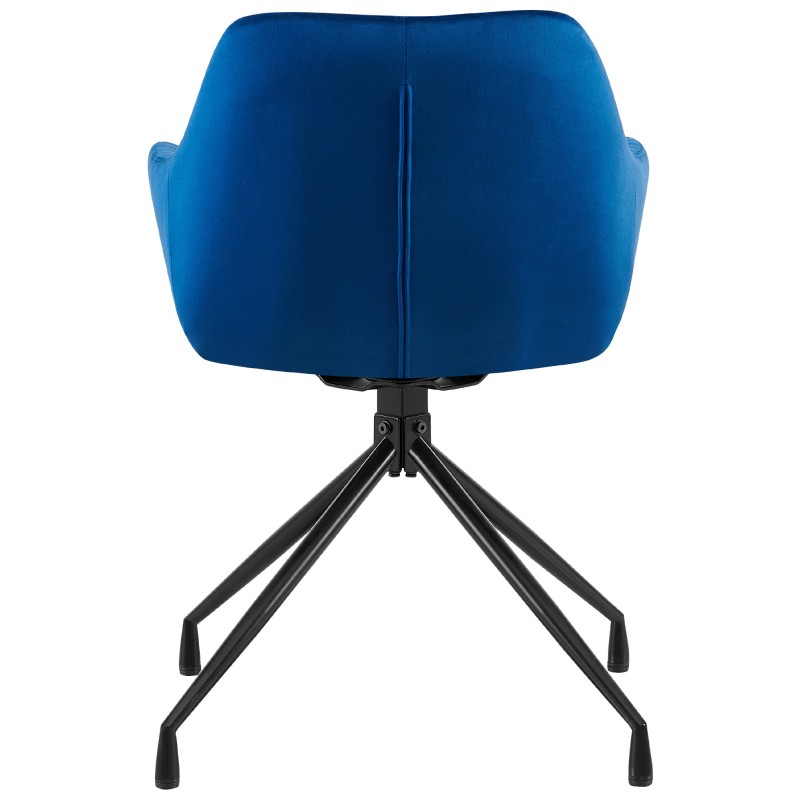 Silla de comedor Welby en terciopelo azul oscuro