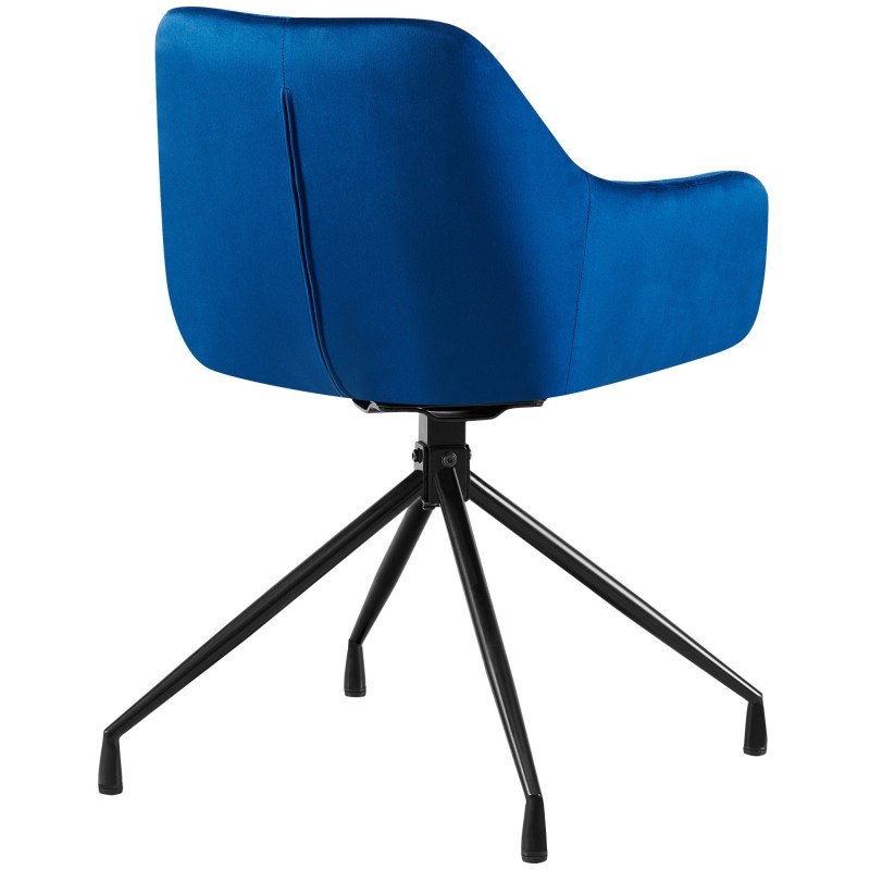 Silla de comedor Welby en terciopelo azul oscuro