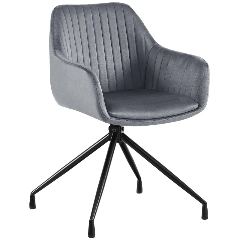 Silla de comedor Welby en terciopelo gris oscuro