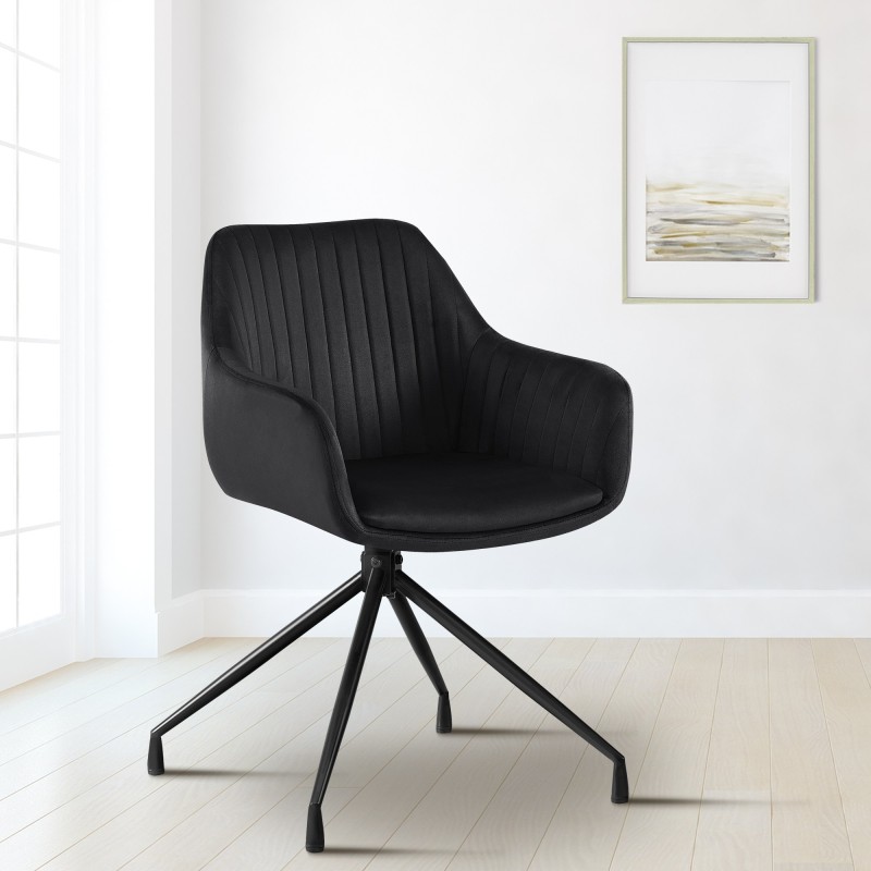 Silla de comedor Welby de terciopelo negro