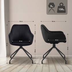 Silla de comedor Welby de terciopelo negro