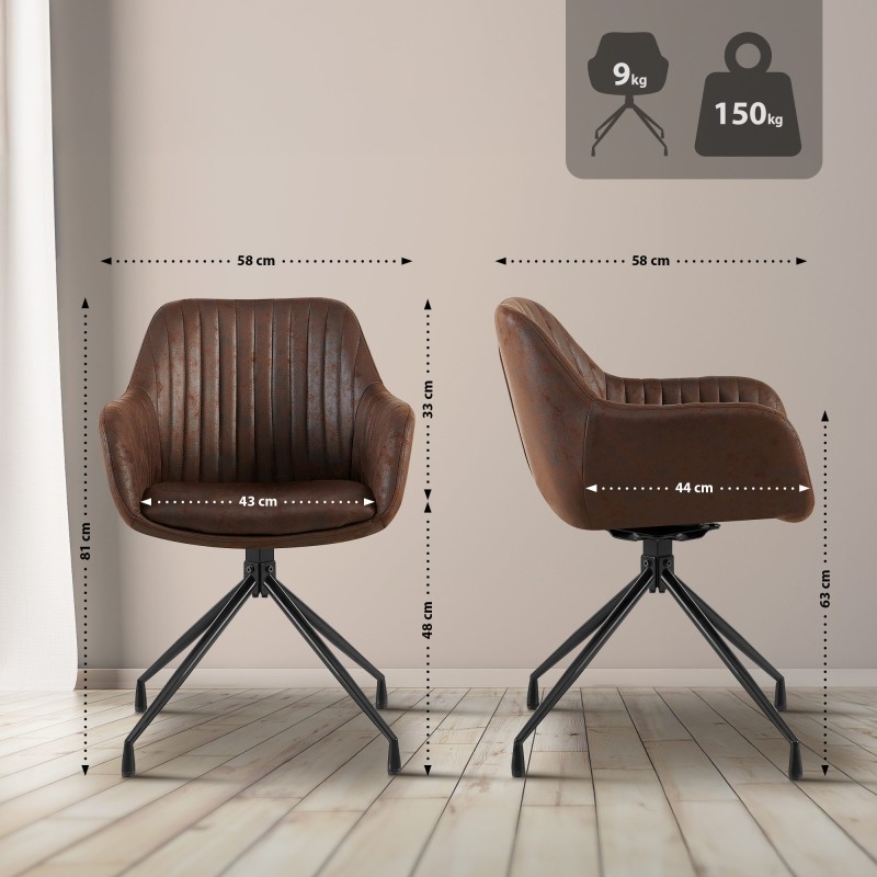 Silla de comedor vintage Welby en marrón oscuro