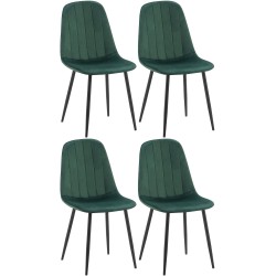 Juego de 4 sillas de comedor Baxter de terciopelo verde