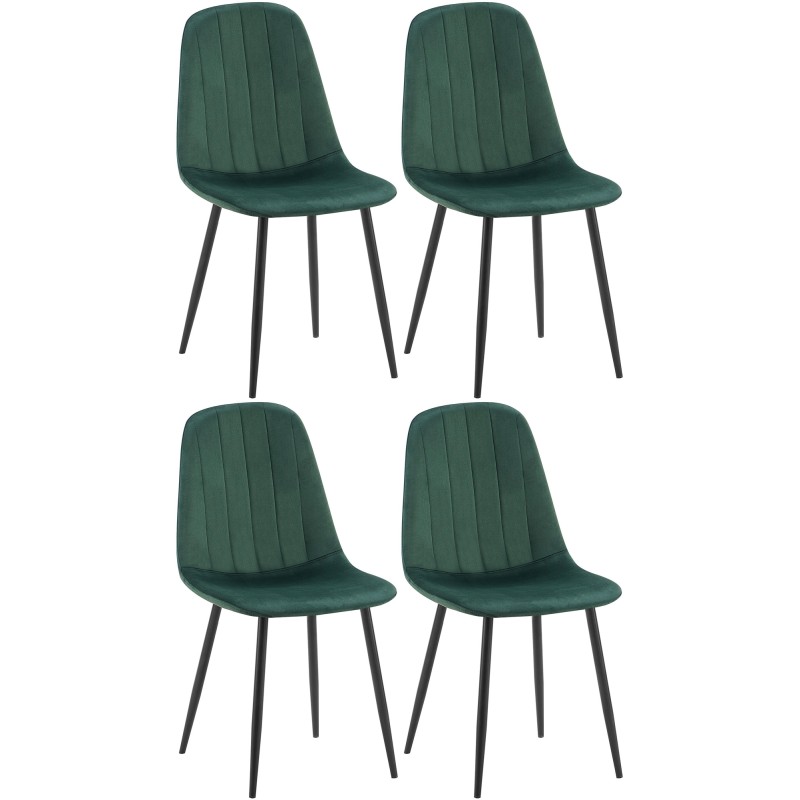 Juego de 4 sillas de comedor Baxter de terciopelo verde
