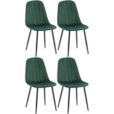 Juego de 4 sillas de comedor Baxter de terciopelo verde