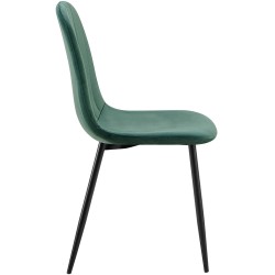 Juego de 4 sillas de comedor Baxter de terciopelo verde