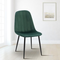Juego de 4 sillas de comedor Baxter de terciopelo verde