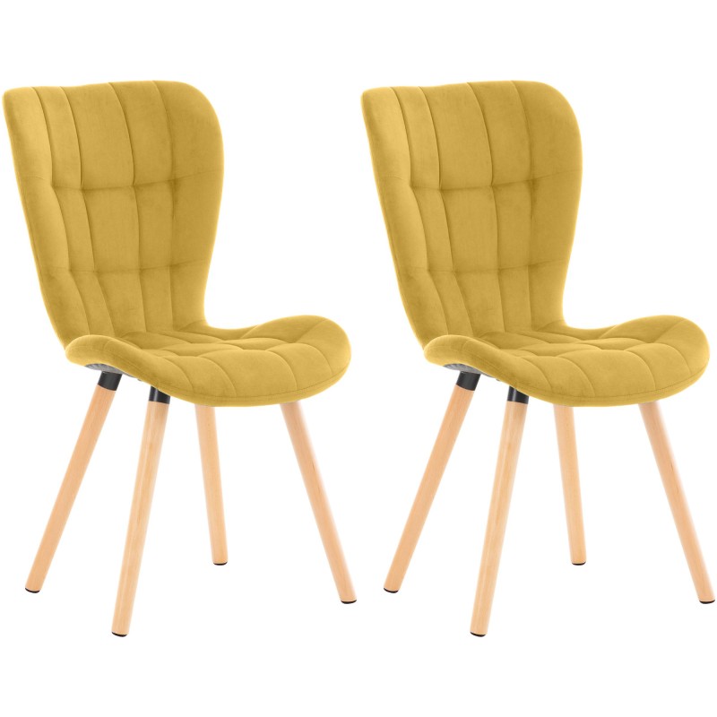 Conjunto de 2 sillas Elda en terciopelo amarillo