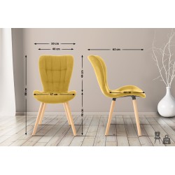 Conjunto de 2 sillas Elda en terciopelo amarillo