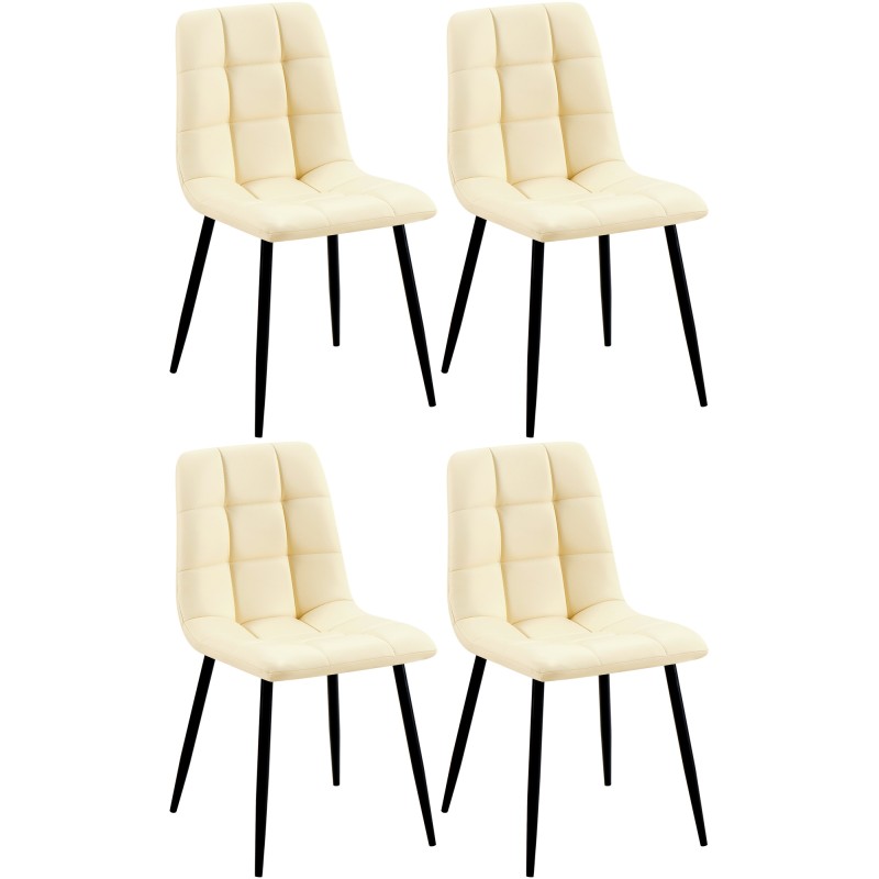 Juego de 4 sillas de comedor Antibes en piel sintética color crema