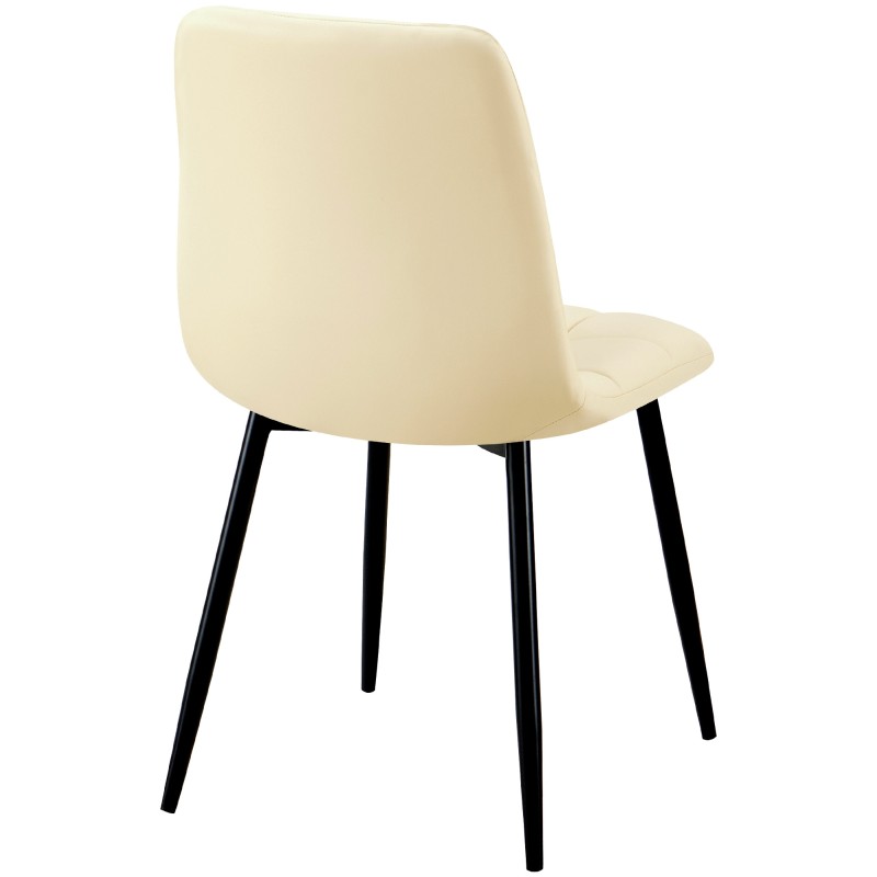Juego de 4 sillas de comedor Antibes en piel sintética color crema