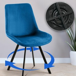 Juego de 2 sillas de comedor Lewes de terciopelo azul oscuro