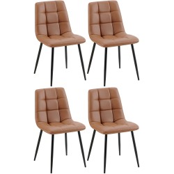 Juego de 4 sillas de comedor Antibes en piel sintética marrón oscuro