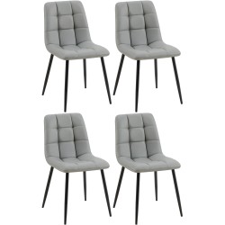 Juego de 4 sillas de comedor Antibes en piel sintética gris claro