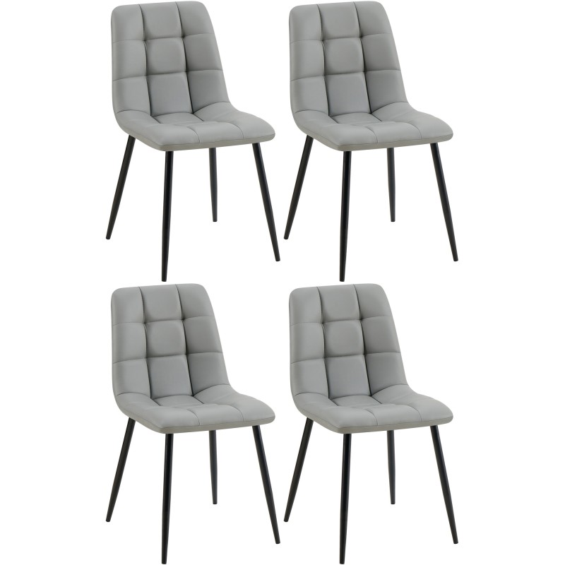 Juego de 4 sillas de comedor Antibes en piel sintética gris claro