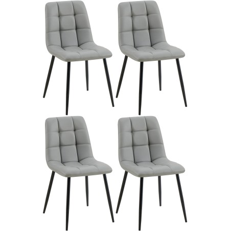 Juego de 4 sillas de comedor Antibes en piel sintética gris claro