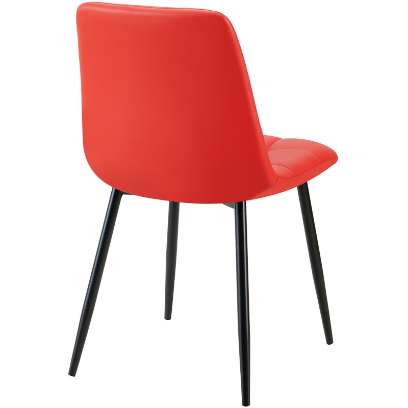 Juego de 4 sillas de comedor Antibes de piel sintética roja