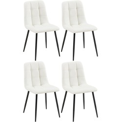 Juego de 4 sillas de comedor Antibes en piel sintética blanca