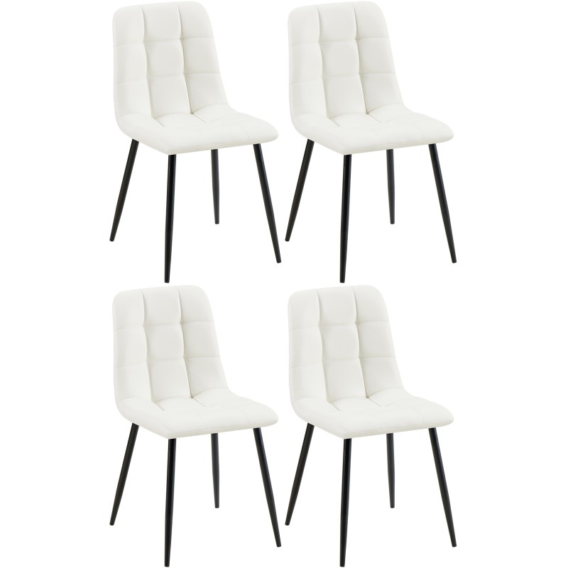 Juego de 4 sillas de comedor Antibes en piel sintética blanca
