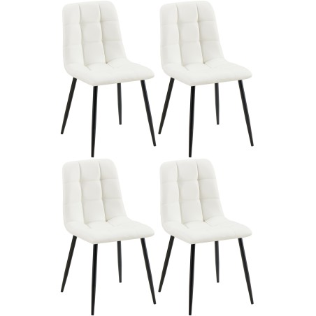 Juego de 4 sillas de comedor Antibes en piel sintética blanca